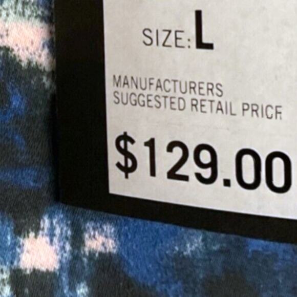 Kenneth Cole Abstract Print Ruched Sheath Dress NWT 3/4 Sleeves Blue Pink Sz L - Picture 7 of 13